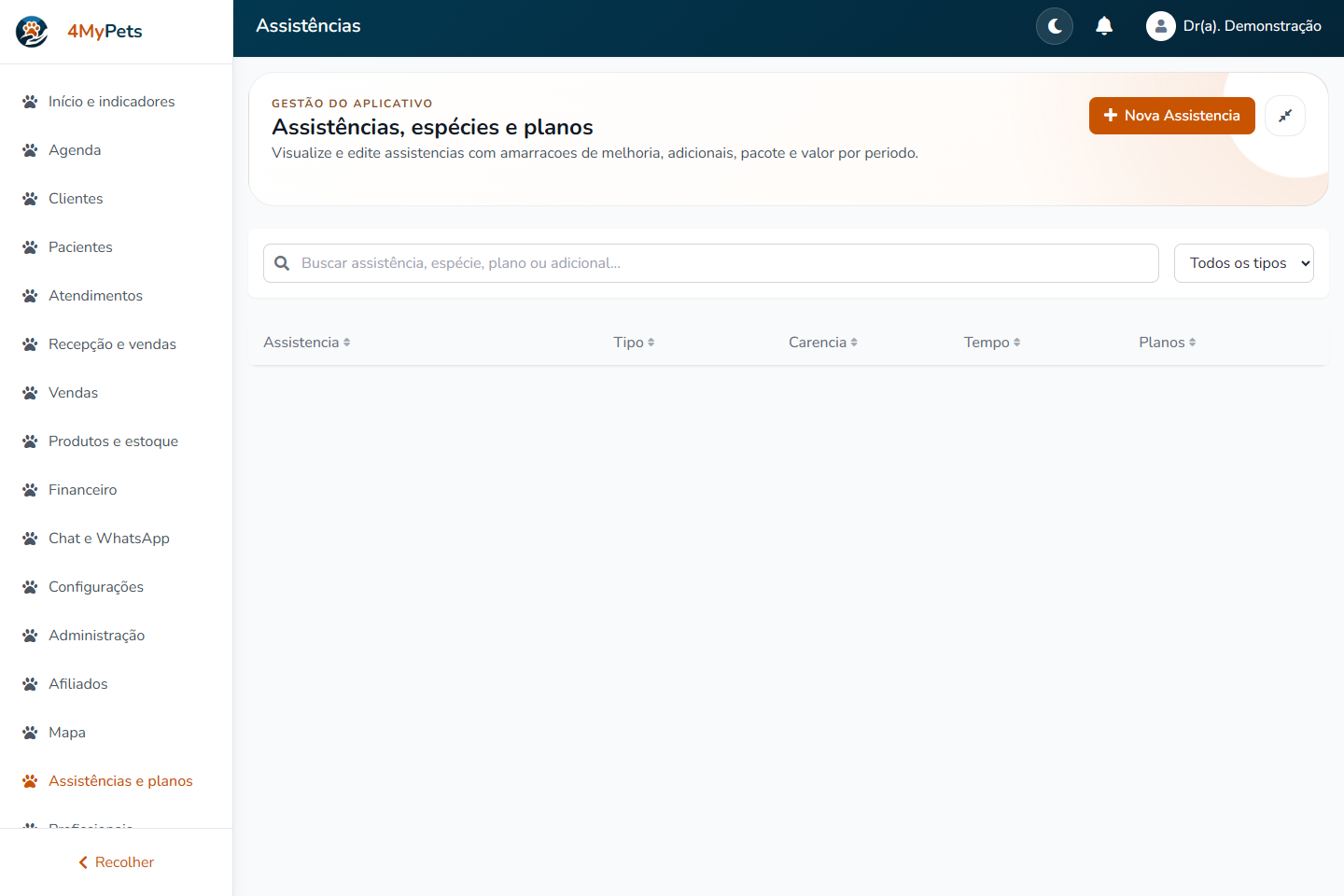 Organize a oferta de serviços — tela real com o menu correspondente selecionado